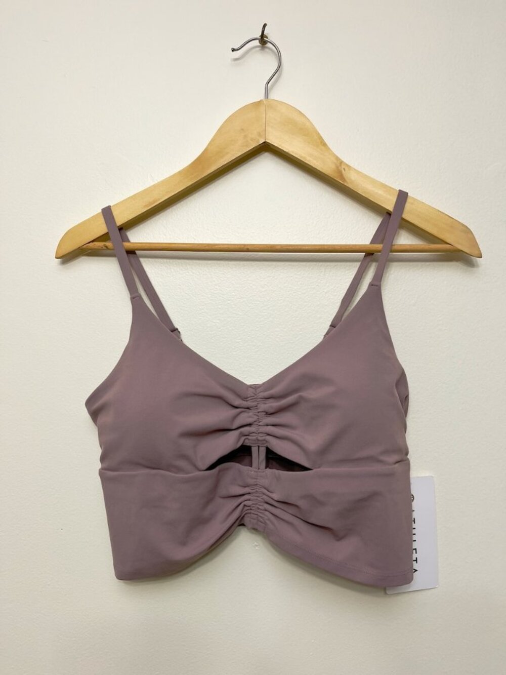 NWT Athleta Cinch Longline Bra in Muted Lilac, Size M, A-C